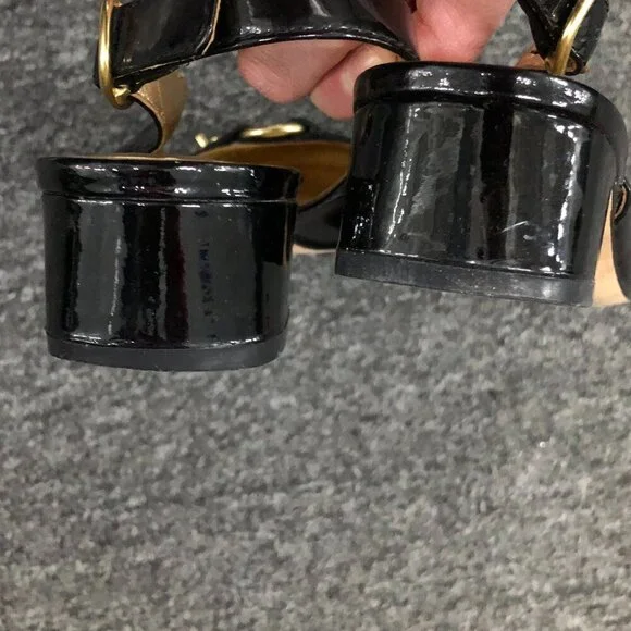 Coach Patent Leather Octava Low Heels Slingback Turnlock Black Size 7.5 - Picture 3 of 14